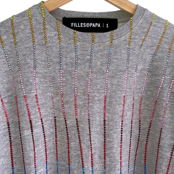 FILLES A PAPA Rainbow Crystal Top and Jogger Pant Set - Picture 3 of 16